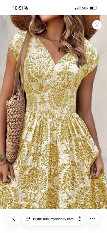 Printed Cap Sleeve Maxi Dress