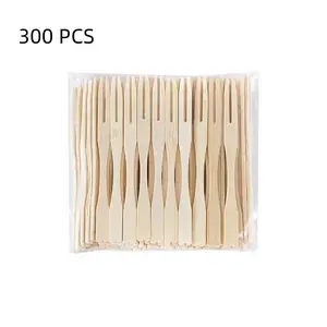 300 Pieces 3.5 Inch Bamboo Disposable Mini Food Picks, Dual-Ended Fruit Cocktail Sticks, Ideal for Party Use, Dull Tip Design, Portable