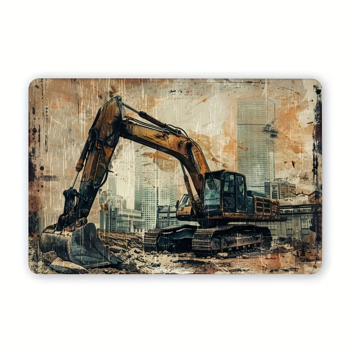 Vintage Excavator Metal Tin Sign - 12x8 "| Durable Iron Wall Art for Man Cave, Garage, Bar & Home Decor | Easy-Hang Retro Plaque
