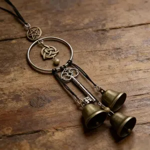 1pc witch bell door hanger – decorative wicker wind chime, home style enhancer, special occasion decor for gift-giving