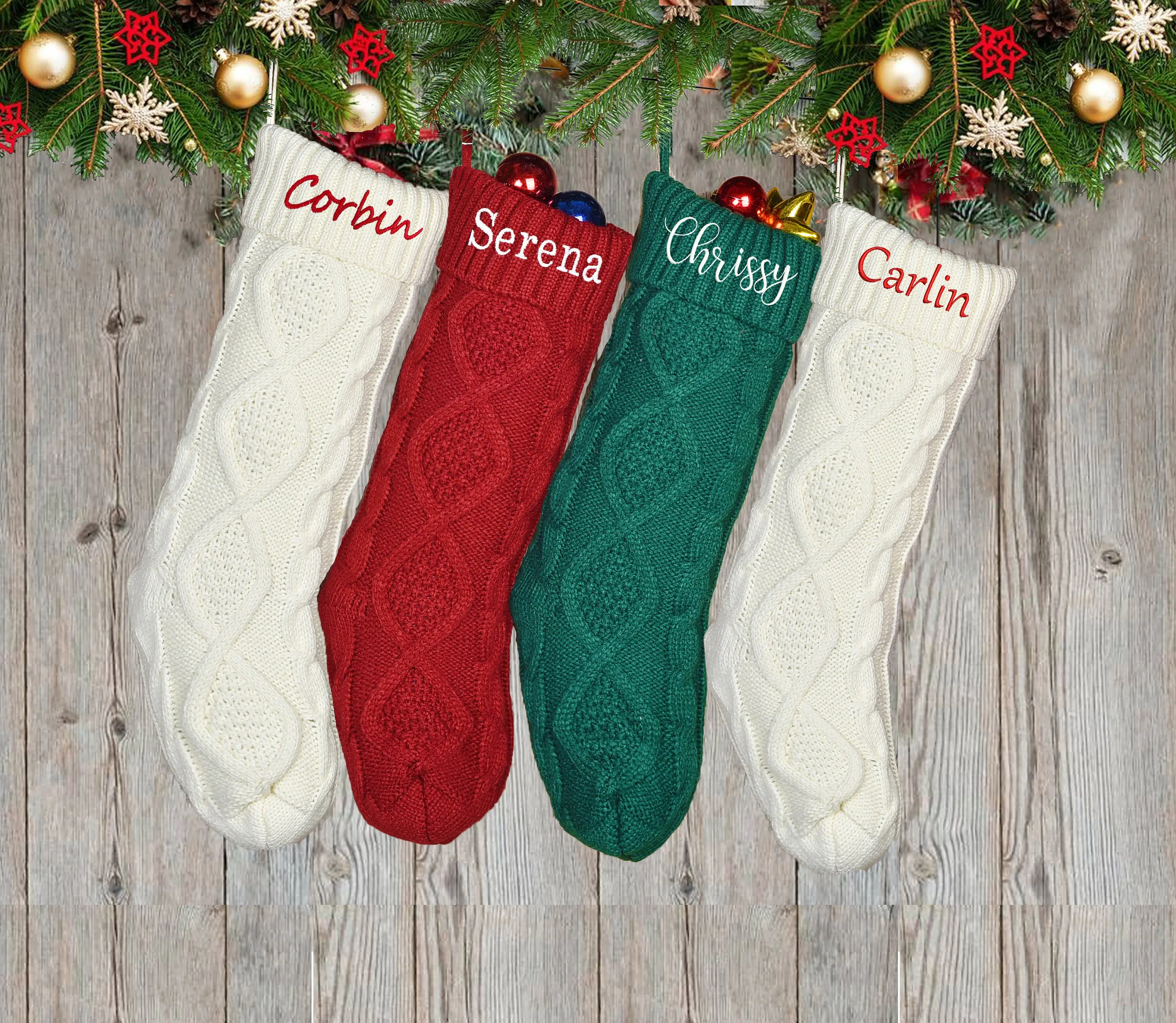 Personalized Christmas Stockings embroidered Christmas Stocking christmas Gift knitted Christmas Stockingsmonogram Family Stockings