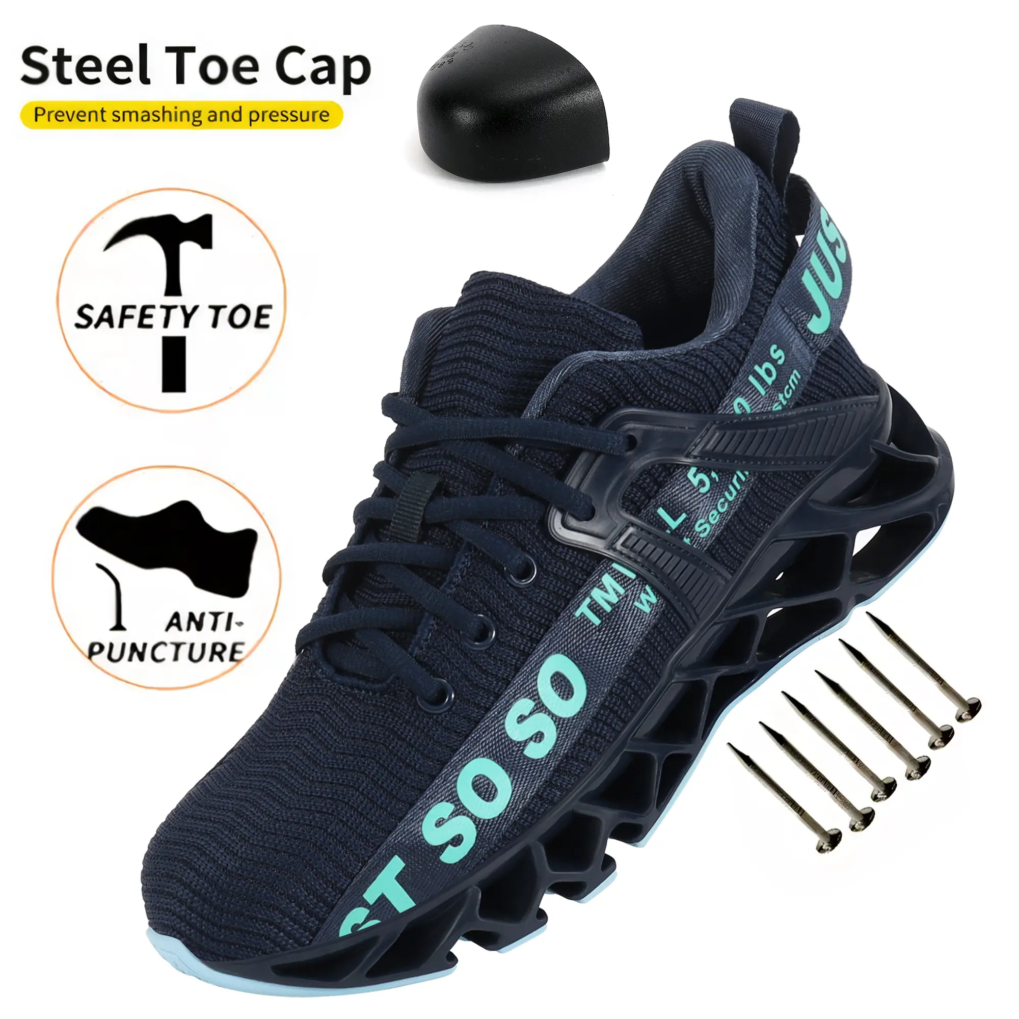 Men's & Women's Closed Steel Toe Athletic Work Shoes - Leopard, Camouflage Styles, Laces, Breathable, Puncture-Proof, Lightweight, Flexible Worker Footwear