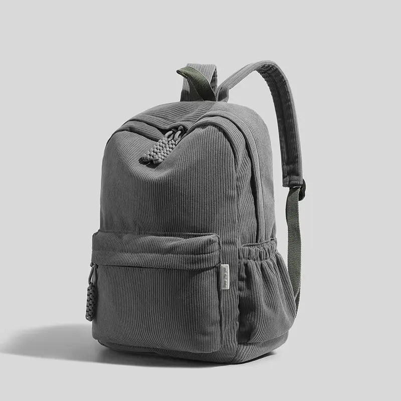 Fashion corduroy backpack,large capacity school bag with adjustable shoulder straps, suitable for school,travel, daily commuting