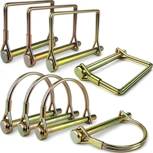 Wellmax 8-Pack Trailer Hitch Pins, 1/4" x 2-3/4" Safety Coupler Pin, Zinc-Plated Carbon Steel Wire Lock Pins for PTO, Farm, Lawn Garden Equipment, and Marine Use