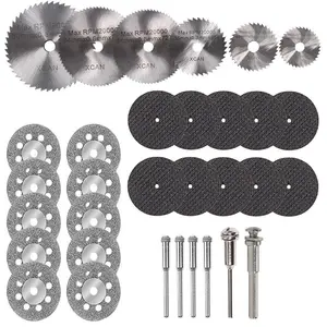 32pcs Cutting Discs for Rotary Tool, Diamond Metal Wood Cutting Wheels, HSS Circular Saw Blades 6pcs with 1/8" Shank,20pcs Resin Cutting Discs, 10psc 545 Diamond Cutting Wheels