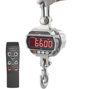 VEVOR Digital Crane Scale Tool, 6600 lbs/3000 kg Industrial Heavy Duty Hardware Hanging Scale with Remote Control, Cast Aluminum Case & LED Screen, High Precision for Construction, Farm (Silver)