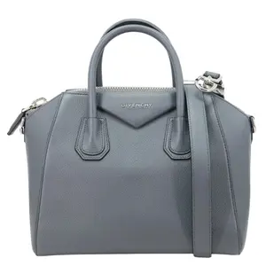 Pre-owned GIVENCHY Leather Shoulder Bags Antigona Small Sugar Goatskin Shoulder Bag Grey