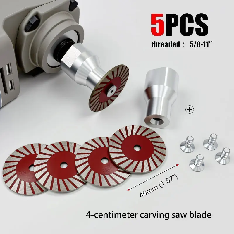 5PCS/Set 1.57"(4cm) Diamond Coating Blades Corrugated Mini Cutting Discs - 5/8-11 Thread Angle Grinder Accessory for Marble, Granite, Ceramic, Stone, Concrete, Tombstone Carving & DIY Masonry