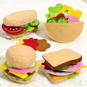 Creative DIY Felt Food Set, Burger Sandwich Toy, Fun Educational Pretend Play Kitchen Accessories, Pretend Cooking Set, Perfect Gift for Kids