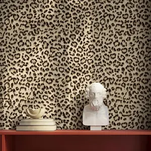 Leopard Peel and Stick Wallpaper 17.3"x60" Black/Brown Vintage Animal Removable Wallpaper Renter Friendly Waterproof Modern Contact Paper for Bedroom Bathroom Cabinet