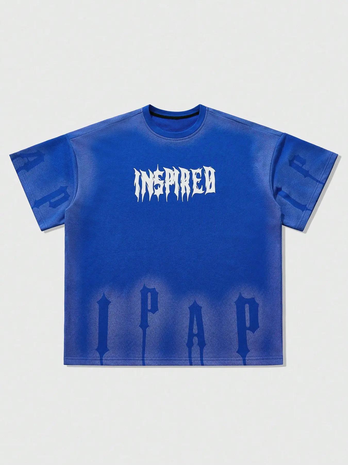 New Men's Round Neck T-Shirt, Blue Gradient Print Top, Unisex Casual Streetwear, Perfect for Daily Wear, Stylish Graphic Tee