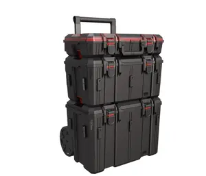 Hyper Tough Hyper Stack Heavy Duty 3 Piece Modular Rolling Toolbox System, Black