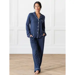 Women's Bamboo Stretch-Knit Long Sleeve Pajama Set