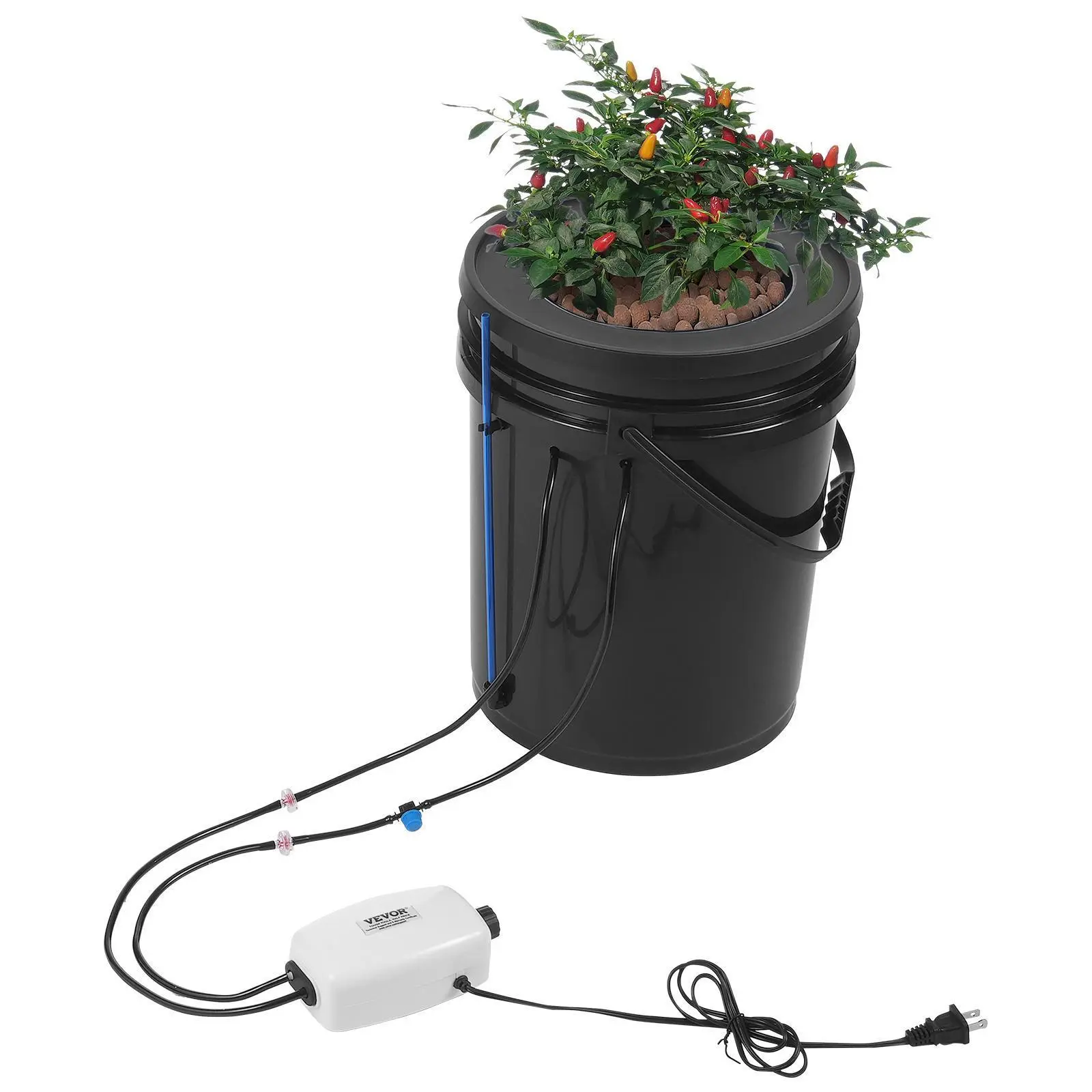 VEVOR DWC Hydroponics Grow System,  , Hydroponic Growing System with Top Drip Kit, 5-Gallon Deep Water Culture with Air Pump, Air Stone and Water Level Device for Leafy Vegetables(1 Bucket+Top Drip Kit)#BackToSchool