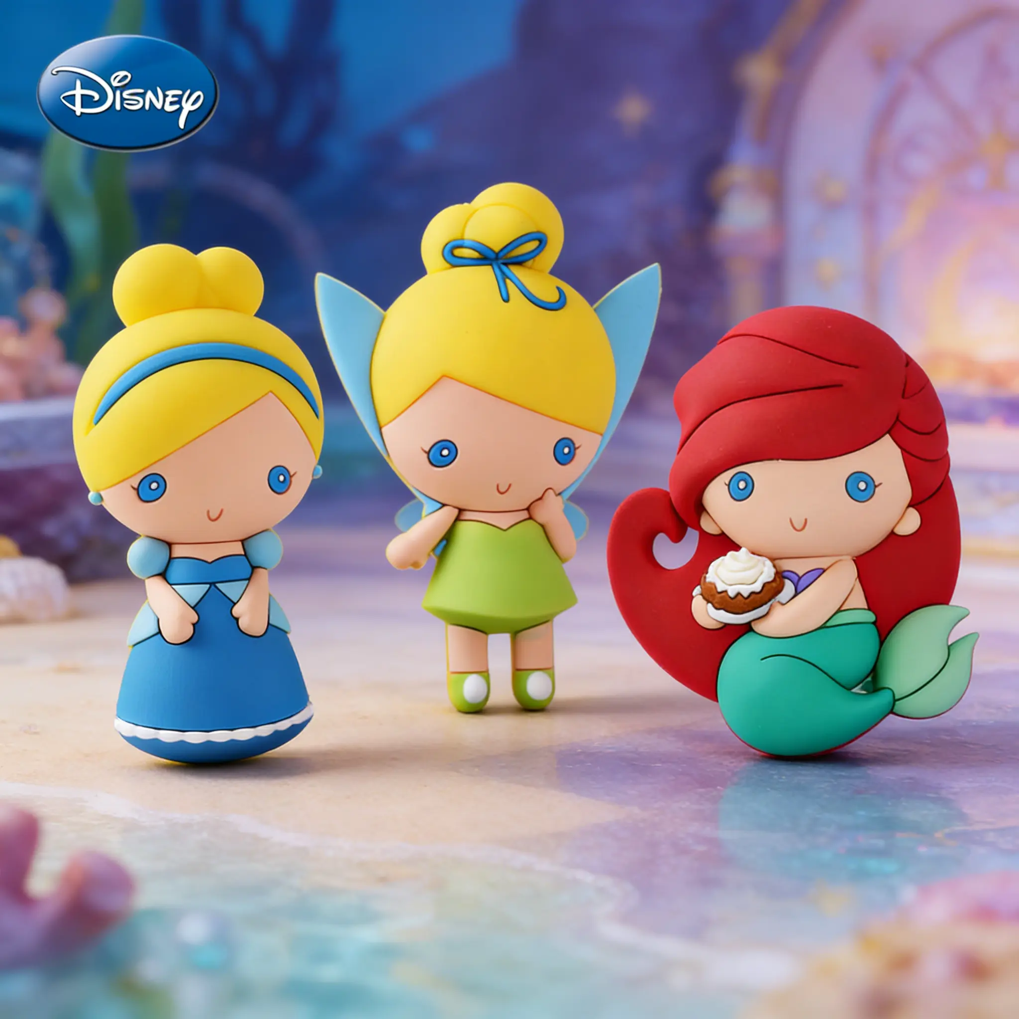 3PCS Disney Princess Fridge Magnet Official Licensed Cute Cartoon Character Refrigerator Magnet PVC Kitchen Decoration Collectibles Gift Giving Aurora Ariel Tinker Bell Birthdays