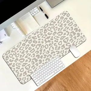 XL/XXL Computer Keyboard And Mouse Pad, Beige And Brown Leopard Print Pattern, Gray - Suitable for Heavy-Duty Surfaces in Office, Home, And Gaming Setups - an Ideal Birthday Gift for Gamers, Students, And Professionals - Compatible with PC, Laptops