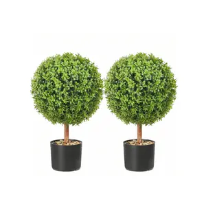 Maximum discount  VEVOR 2Pcs Artificial Boxwood Trees 24 Inch Tall Ball Shape Faux Topiaries With Planters Green Feaux Plant W Replaceable Leaves Port For Decorative Indoor Outdoor Garden