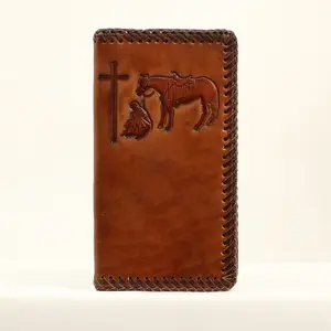 Nocona Men’s Leather Rodeo Wallet – Embossed Cross Western Wallet
