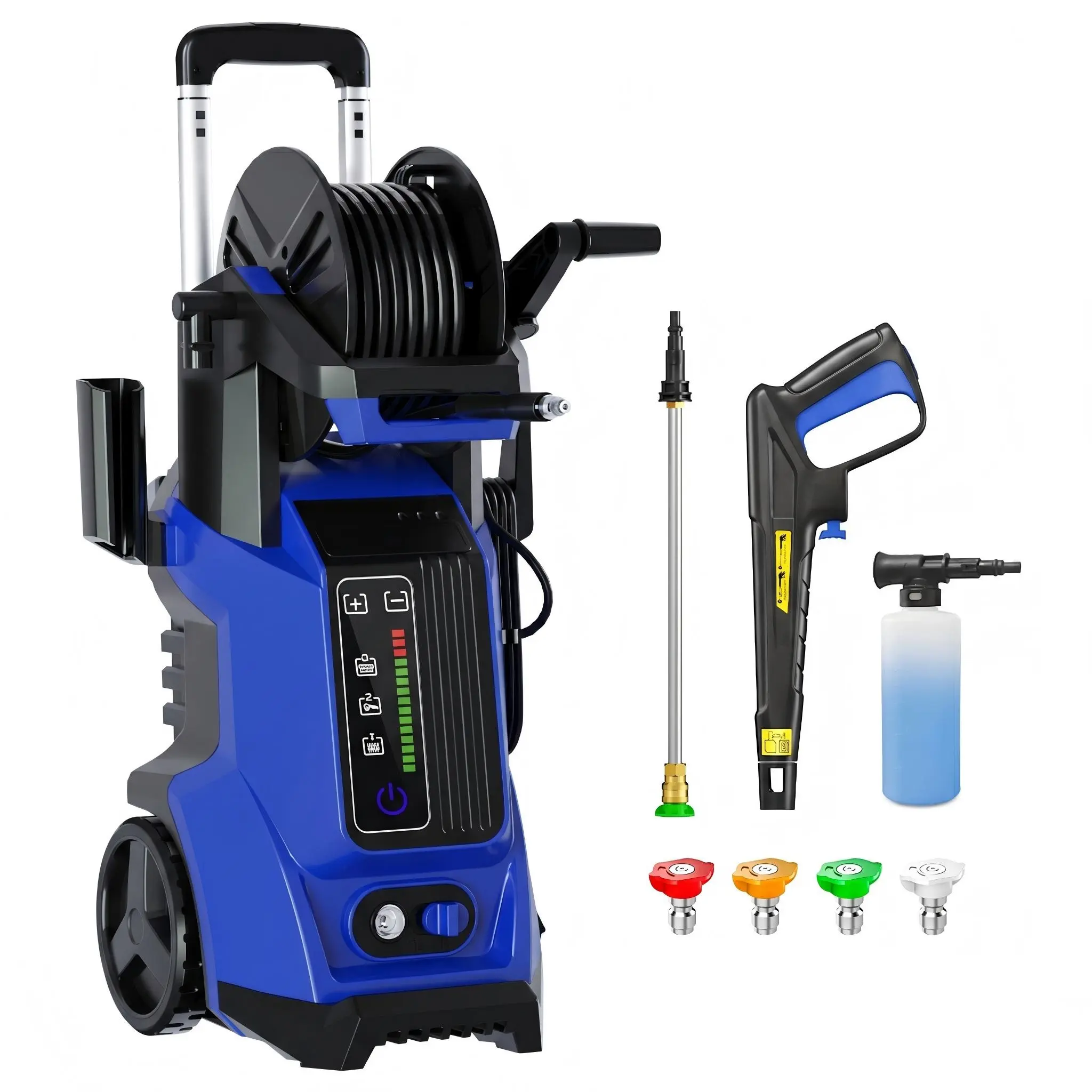 Electric Pressure Washer 2800PSI 2.8GPM, 15 Level Adjustable Touch Screen, Versatile Cleaning Performance, with 4 Adjustable Nozzle, 500ML Soap Tank, Stainless Steel Lance, Automatic Total Stop System for Car Wash, Home, Patio Cleaning,driveway,house,foot