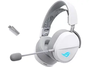 ASUS ROG Pelta Wireless Gaming Headset (BT, ROG SpeedNova 2.4GHz, USB-C, Lightweight 309g, 50mm ROG Titanium-Plated Drivers, 10mm Super-Wideband Mic, RGB, 70HR Battery, For PC, Switch, PS5)- White