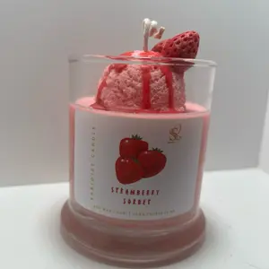 Strawberry Sorbet Candle - 100% Natural Soy Wax, Eco-Friendly, Fresh Strawberry Aroma, Cozy Home Atmosphere, Perfect for Any Room