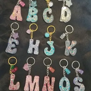 Letter Keychain - Assorted Letter Designs with Colorful Shades and Metal Clip for Keyring Use