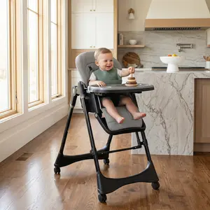 6-in-1 Multifunctional High Chair,Folding chair,features adjustable height and backrest angle, comes with an easy-to-clean tray, and includes a rocking function