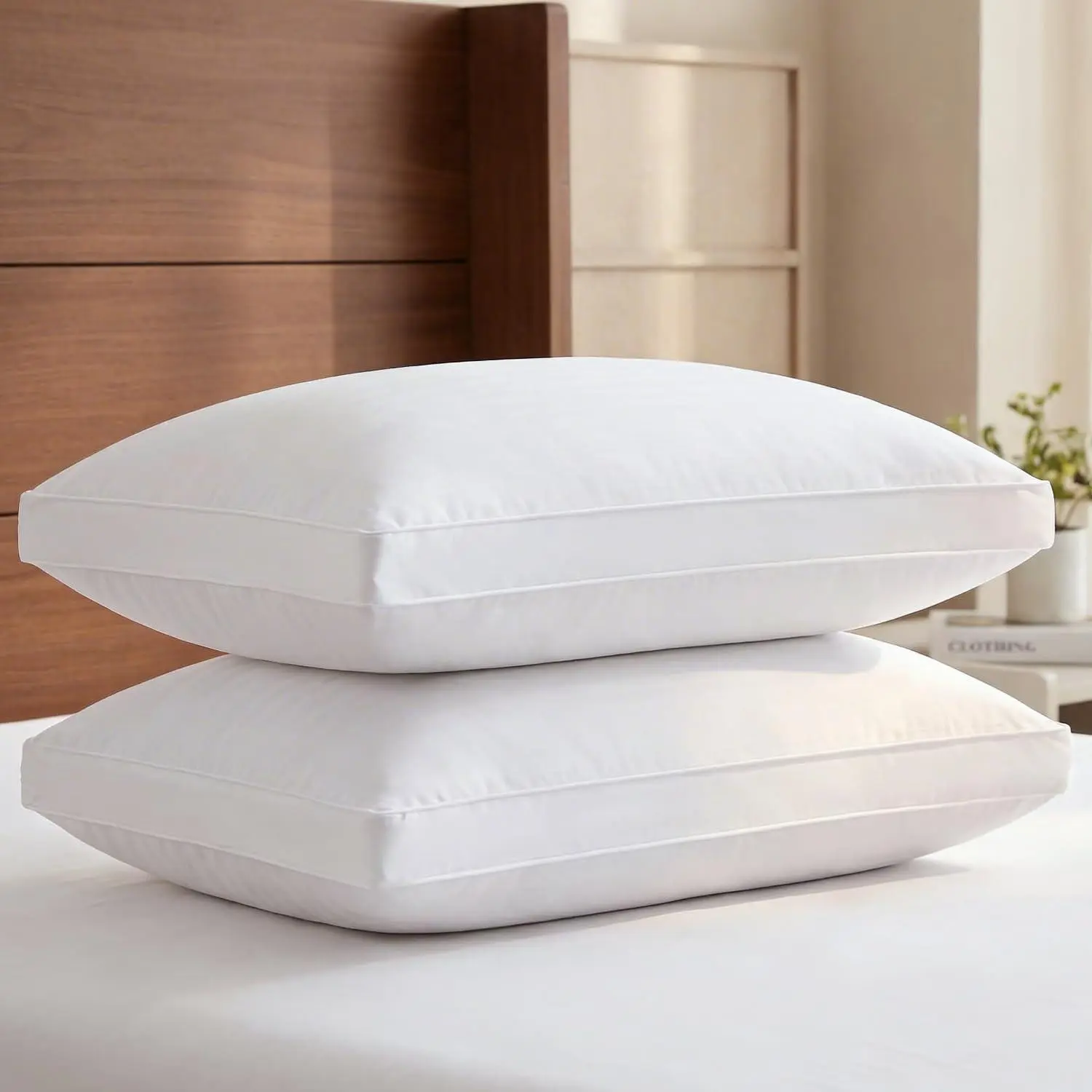 CGK | Premium Hotel Gusset Bed Pillows Set of 2 – Luxury, Super Soft & Fluffy Down Alternative