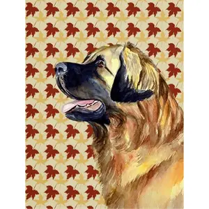 Carolines Treasures  28 x 40 in. Leonberger Fall Leaves Portrait Flag Canvas House Size
