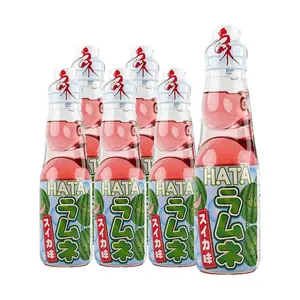 HATAKOSEN Ramune Japanese Soda - Watermelon Flavor 200ml Bottles (6 Pack) - Authentic Japanese Drink, Fun Marble Soda