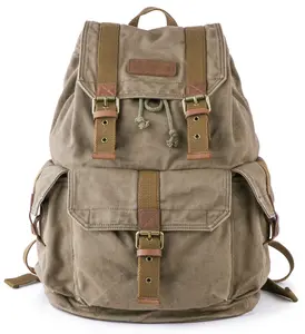 Gootium Canvas Backpack - Vintage Style School Bag High Density Thick Canvas Rucksack