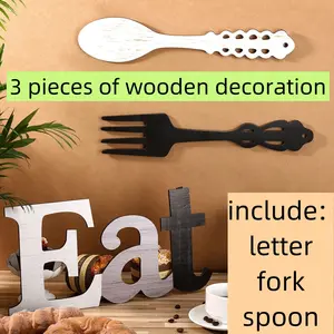 3pcs Decor Farmhouse Kitchen Wall Decor Set of Eat Sign, Fork and Spoon Wall Decor Wooden Pendant Decorations Decorative Hanging Wooden Letters, Country Wall Art for Room Beauty & Personal Care Ornaments Hangable