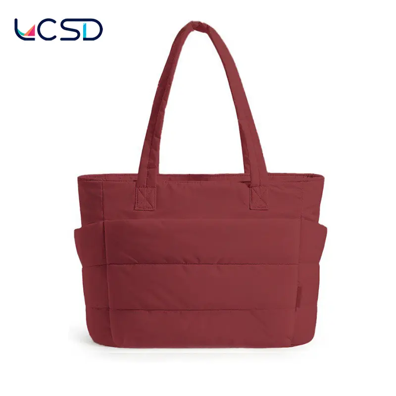 LCSD Women's 20L High-Capacity Multi-Function Plain Puffer Tote Bag - Interior Laptop Compartment, Lightweight Shoulder Handbag, Light for All Day, Work & Travel Organizer, Festive Gift Pick, Perfect Gift, School Tote & Handbag