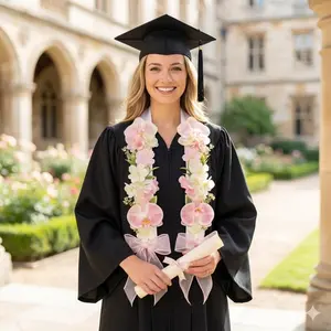 Custom Handmade Floral Graduation Stole, Personalized Ribbon Flower Lei, Graduation 2026 Sash, Senior Flower Stole, Unique Graduation Gift