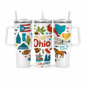 Ohio State 40oz Tumbler Stainless Steel Ice Cold 24h Full Wrap, Best Present for Ohio State Lover and Fan