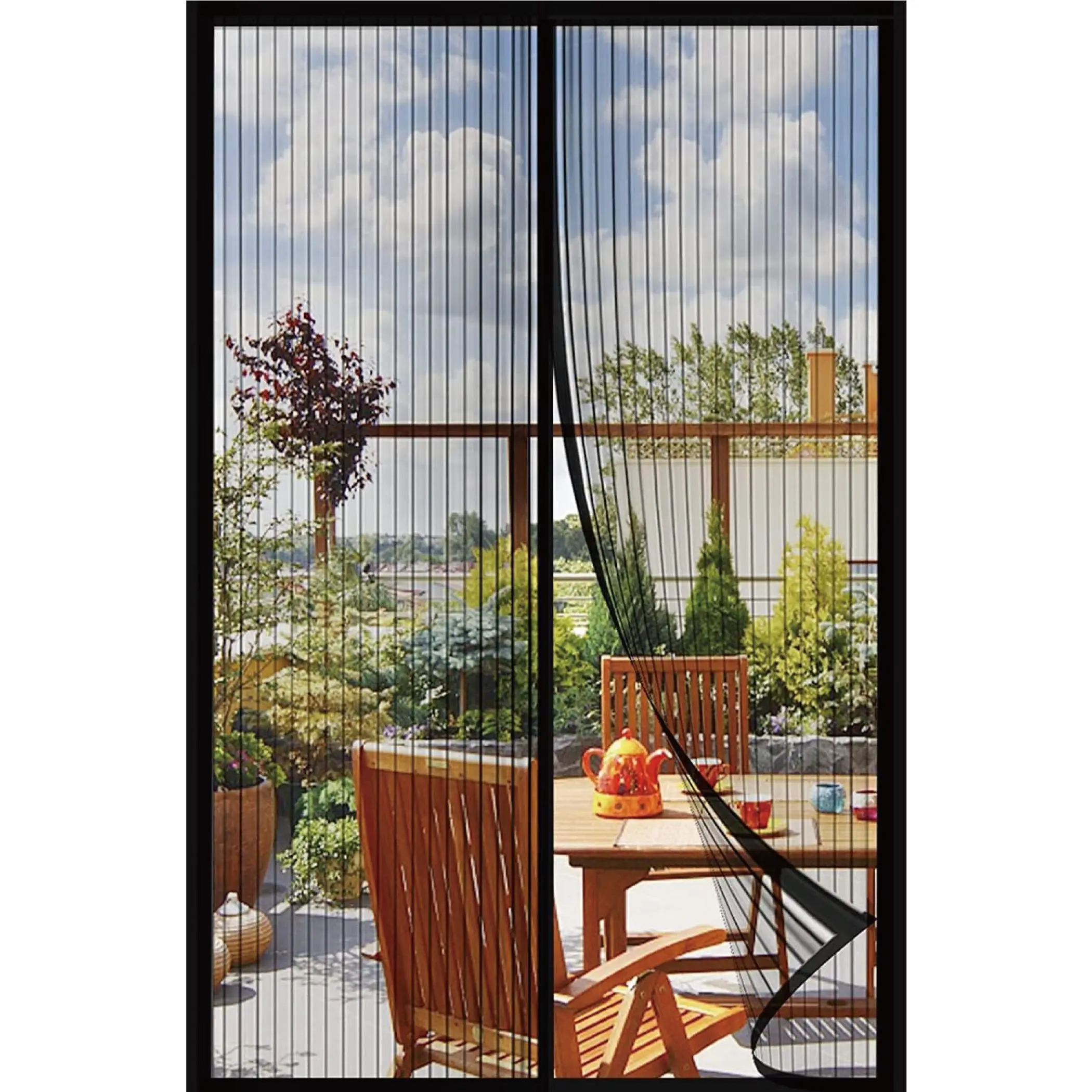 Mesh Screen with Magnetic Closure-Keeps Bugs Out Let Breeze in, Heavy Duty - Pet and Kid Friendly, Works with Front, Sliding Doors Gray