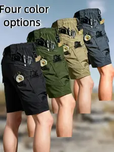 Men's solid-color Plain work shorts, Outdoor Workout Shorts featuring a durable, multi-pocket design, casual, comfortable, breathable, ideal for everyday wear, outdoor activities, fitness, and other outdoor pursuits