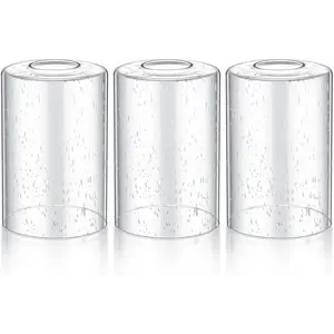 Teenyyou 3 Pcs Clear Bubble Seeded Glass Shade Replacements for Pendant Light Fixtures Glass Lamp Shade Cover, 1-5/8 Inch Fitter E26 Base, 4"w x 6"h, Replacement Lamp Globe for Chandelier Wall Sconce