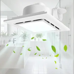 Bathroom Exhaust Fan with Light, 11.8 inch Panel Bathroom Ventilation Fan with 12W 6500K LED Light, 140 CFM 1.0 Sones Low Noise, 4 Inch Duct Quiet Square Fan for Home Bath Restroom Hotel Office