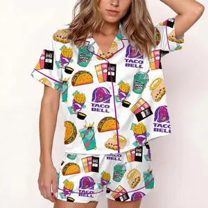 Taco Food Pajamas Set Women, Mexican Pajamas Family, Holiday Pajamas, Junk Food Pajamas Set, Burrito Lover