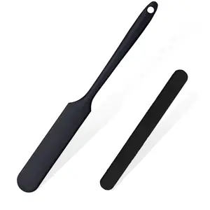 2pcs Reusable Non-stick Black Silicone Wax Applicator Spatula Hard Wax Scraper for Home Salon Body Hair Removal Use