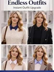 Multifunctional Professional Style Shirt, Fake Collar, Square Collar, Pointed Collar, Suitable for Formal Clothing, Non-Obese Body Types, Multifunctional Collars