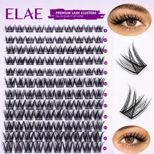 ELAE 140pcs Professional DIY Lash Clusters D Curl Fluffy Wispy Voluminous False Eyelashes Mix Length Individual Eyelash Extensions Segmented Lashes Pack