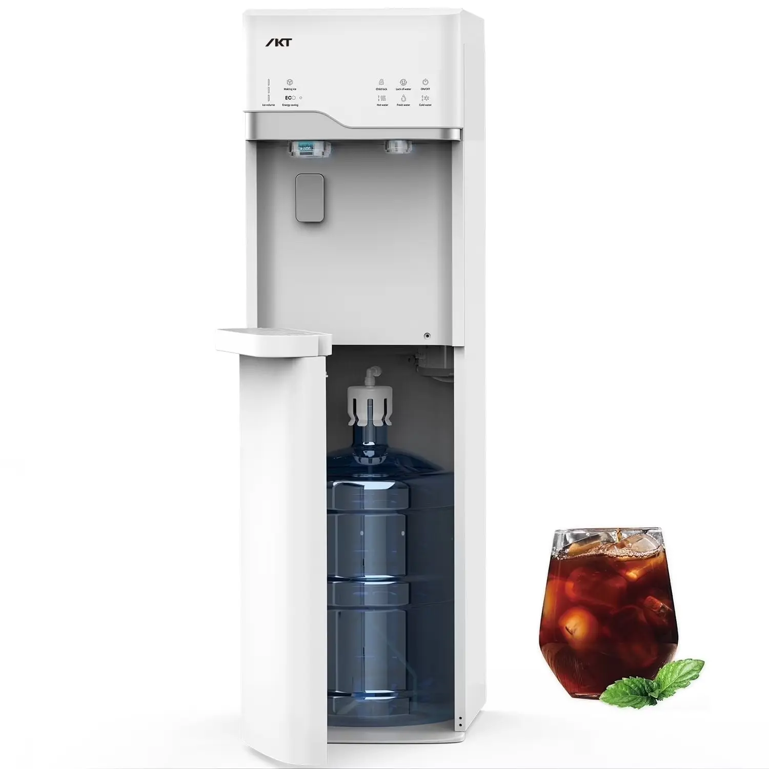 IKT Bottom Load Self-Cleaning Water Dispenser with Ice Maker, 5 Gallon, 22lbs Ice/24H,Child Safety Lock,Innovative Slim & Sleek Design for Home,Office,White