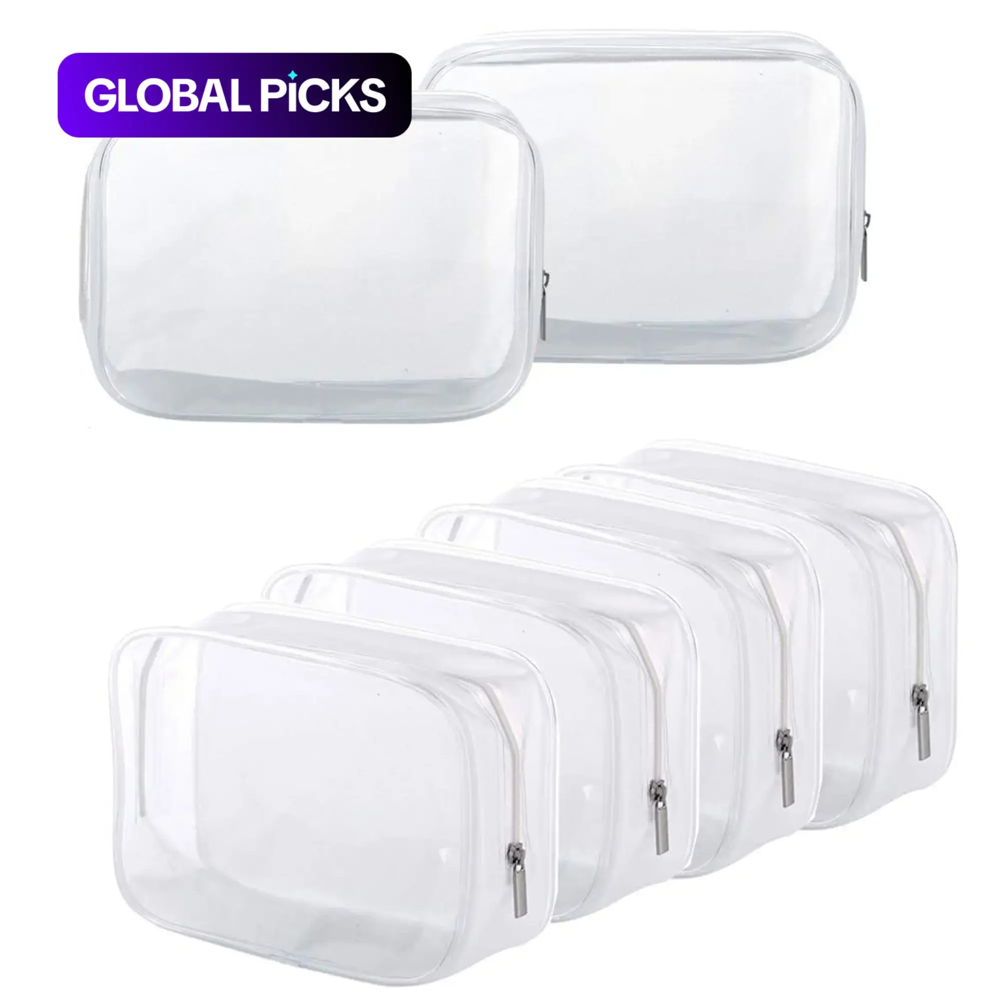 6/12-Piece Clear PVC Zipper Waterproof Cosmetic Bag Set, Transparent Toiletry Wash Bags and Toothbrush Cases, Portable Travel Makeup Storage Organizer Pouches #GLOBAL PICKS