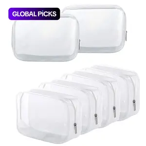 6/12pcs Clear Transparent PVC Zipper Waterproof Cosmetic Bag, Transparent Cosmetic Bags, Toiletry Carrying Wash Bag, Toothbrush Case, Portable Travel Makeup Organizer Storage Pouch #GLOBAL PICKS