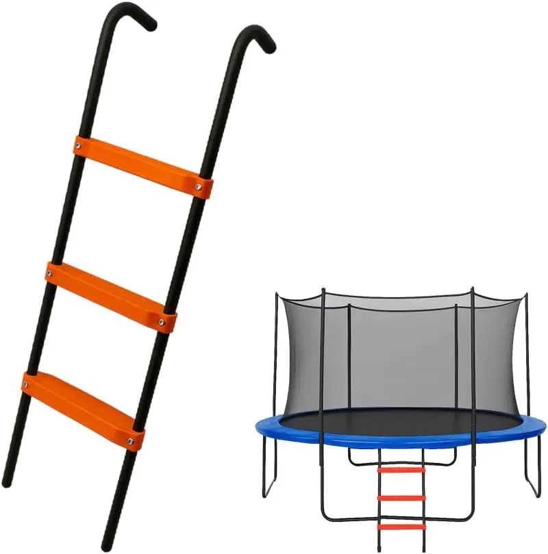 Trampoline Ladder - Universal 3-Step Trampoline Steps Supporting up to 220 lbs - Powder Coated & UV Treated Trampoline Stairs Accessories for Kids All Weather Exposure - Sturdy & Safe Design