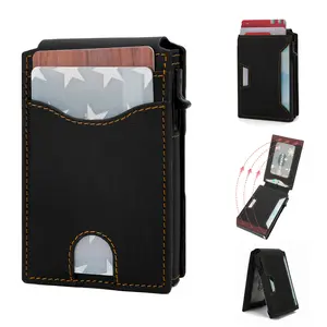 Men's Business Stylish Card Wallet Holder RFID Protection Minimalist Design Multi-Card Slots One-click Pop-up for Business Professionals