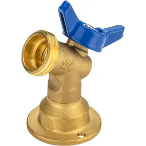 1/4-Turn Brass Sillcock Hose Bibb Valve 3/4" Female NPT Inlet *3/4" Male GHT Threaded Garden Hose Outlet/Connector (1),(SILLCOCK028)
