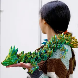 3D Printed Crystal Dragon Toy Figurine in 150cm, 84cm, 60cm Sizes, Flexible Joints, Vivid Colors, Perfect Home Office Decor, Decoration and Creative Gift